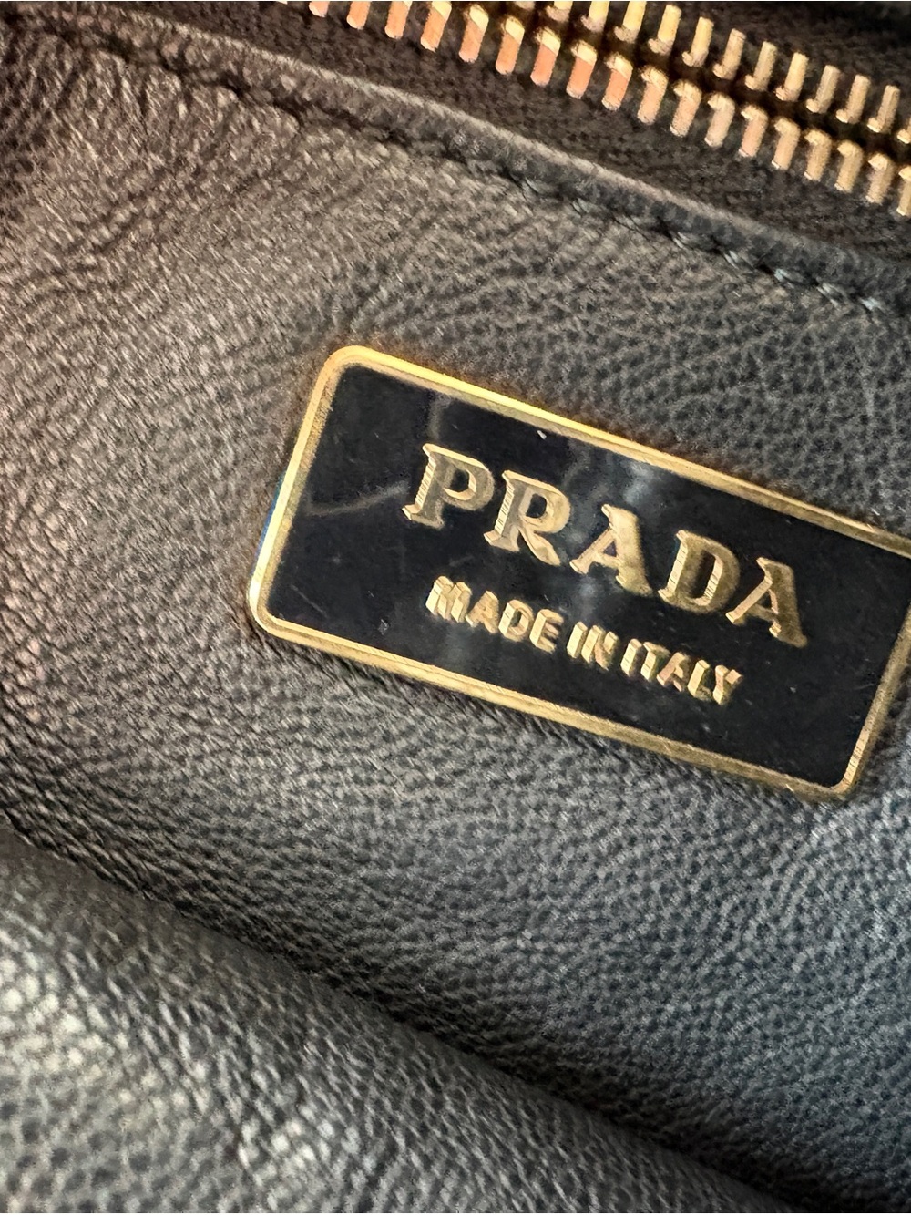 Prada Black Leather Tote with Gold Chain Shoulder Strap - Picture 5 of 7